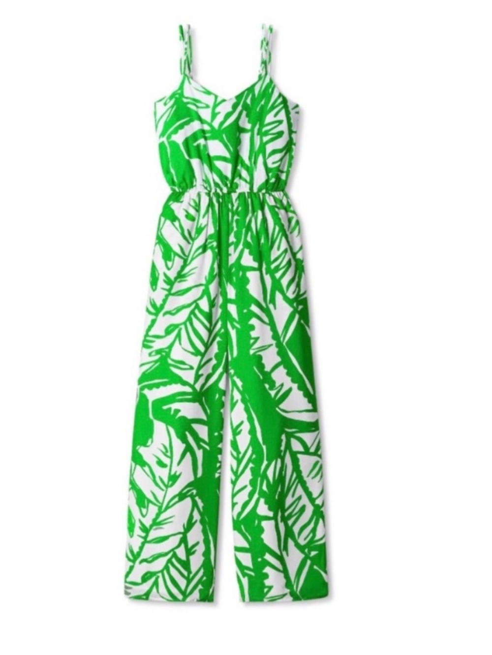 NEW Lilly Pulitzer botanical jumpsuit /romper green and white floral pants tank